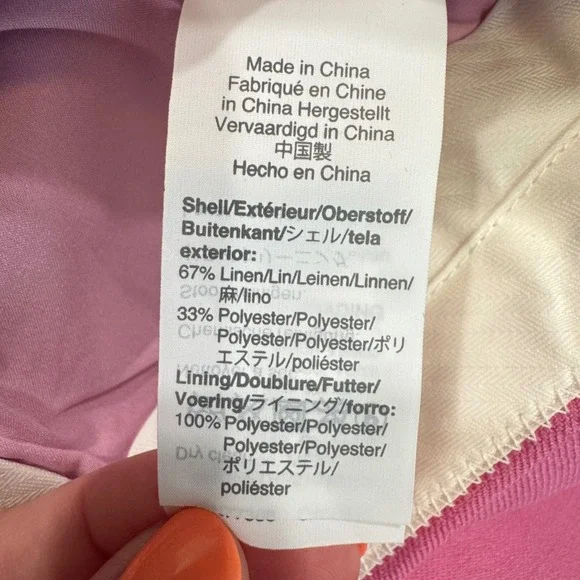 J. Crew Womens Size 0 Pink Linen‎ Blend High Rise Straight Leg Pants Trousers - Picture 9 of 10